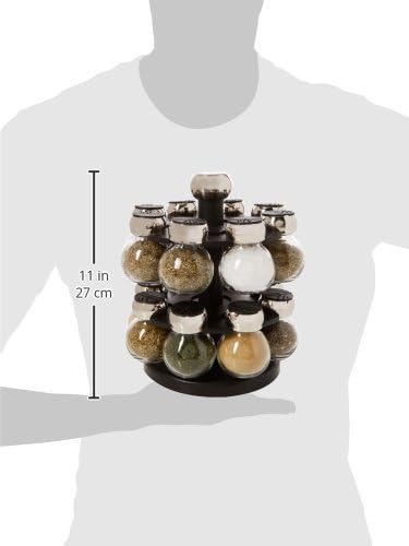 Olde Thompson Since 1944 Orbit Rotating Rack, 16 Refillable Spice Jars, Labeled Shaker Tops, 45, Black, Clear - Image 8